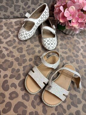 Girls White Glitter Sandals and Mary Janes Set - Stylish Kids Shoes